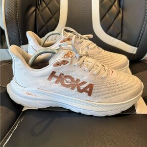 Size 9D - Hoka One One Mach 5 Cream and Brown Athletic Shoes